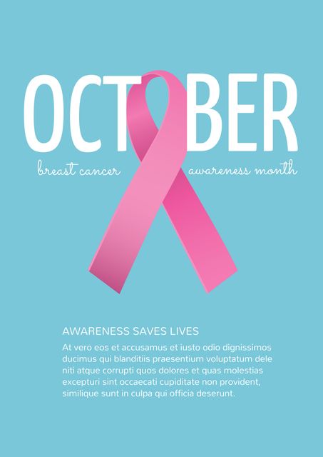 October Breast Cancer Awareness Month Pink Ribbon Poster - Download Free Stock Templates Pikwizard.com