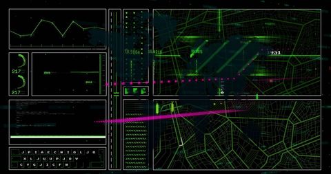 Futuristic Data Processing Interface in Digital Grid Matrix - Download Free Stock Images Pikwizard.com