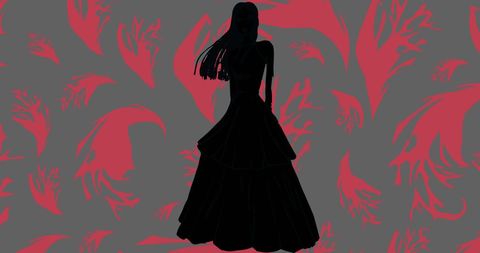 Silhouette of fashion model with abstract background