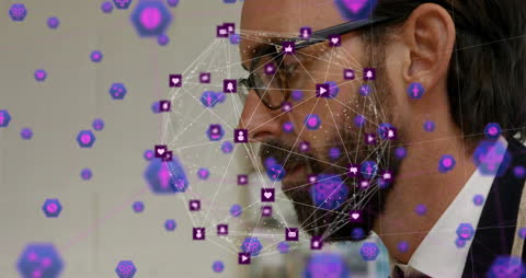Futuristic Digital Connection Network Overlay Human Face