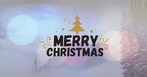 Merry Christmas Banner with Winter Landscape and Lights - Download Free Stock Images Pikwizard.com