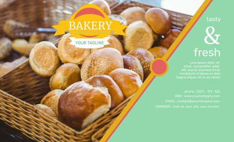 Basket Full of Fresh Golden-Brown Rolls with Bakery Advertising Template - Download Free Stock Templates Pikwizard.com