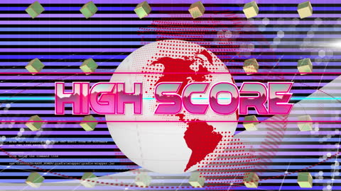Retro Futuristic High Score Animation Globe Background