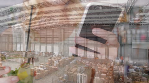 Composite of Logistics Warehouse and Digital Device Representation