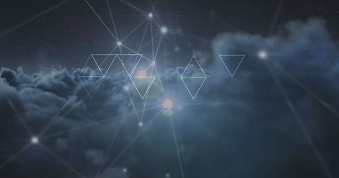Digital Triangles in Night Sky with Cloudy Background - Download Free Stock Images Pikwizard.com