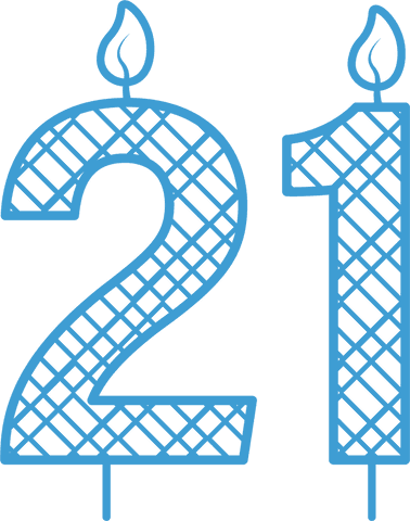 transparent blue outline number 21 with candles for birthday - Download Free Stock Videos Pikwizard.com
