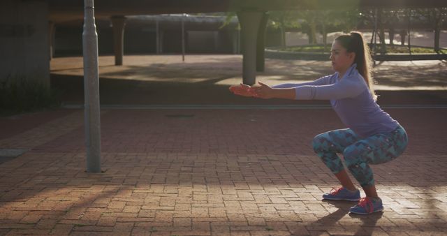 Young Woman Exercising Outdoors in the Early Morning Sunlight - Download Free Stock Images Pikwizard.com