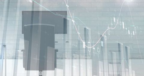 Digital Financial Data Overlaid on Office Workspace