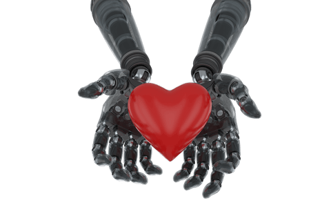 robot hands holding transparent heart shape decoration - Download Free Stock Videos Pikwizard.com