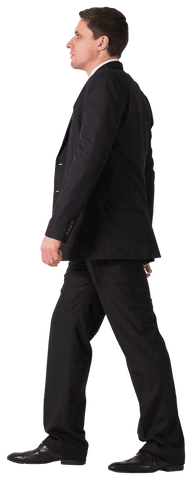 Confident Businessman Walking on Transparent Background
