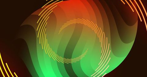 Abstract spiral shapes in vibrant orange and green