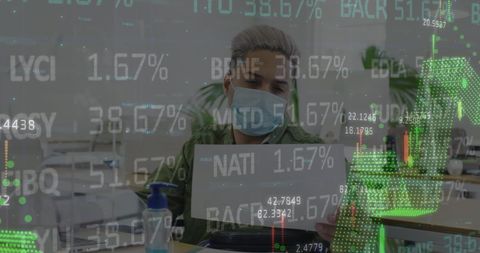 Businessman analyzing stock market data during pandemic