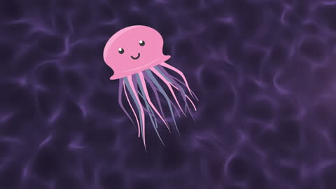 Cute Pink Jellyfish Swimming in Animated Underwater Scene