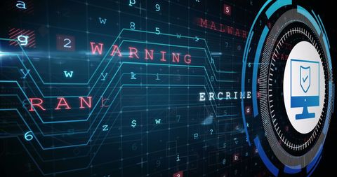 Digital Cybersecurity Interface with Warning Signs - Download Free Stock Images Pikwizard.com