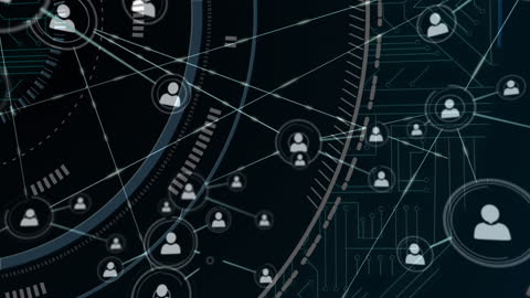 Abstract Digital Network Interface with User Icons