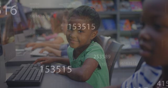 Image of data processing over diverse schoolchildren using computers - Download Free Stock Photos Pikwizard.com