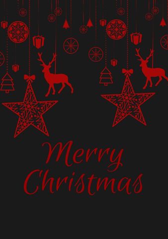 Elegant Red Christmas Motif with Reindeer and Stars - Download Free Stock Templates Pikwizard.com