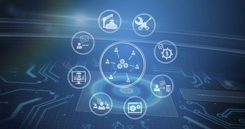 Digital Network Interface with Technology Icons - Download Free Stock Images Pikwizard.com