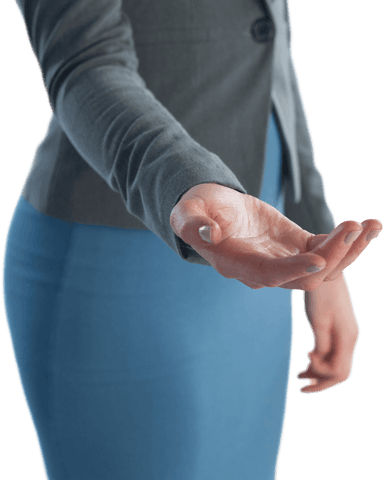 Transparent View: Businesswoman Extending Hand in Gesture