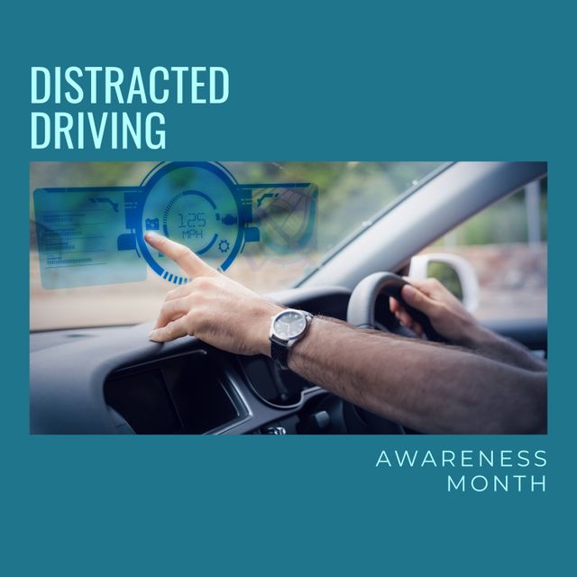 Distracted Driving Awareness Month Digital Speedometer - Download Free Stock Templates Pikwizard.com