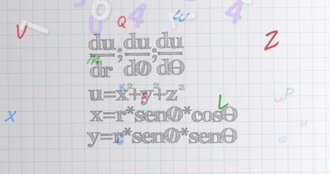 Falling Numbers over Mathematical Equations on Grid Paper - Download Free Stock Images Pikwizard.com