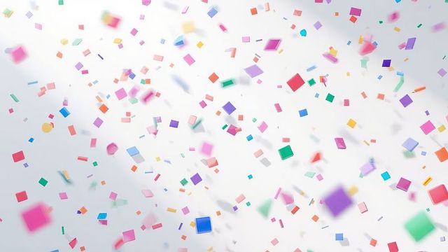 Colorful Geometric Confetti Floating Across Light Background