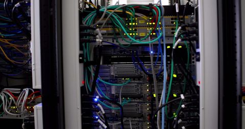 High-Tech Server Room with Colorful Cable Connections - Download Free Stock Images Pikwizard.com