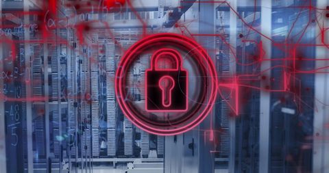 Data Security Concept with Padlock and Server Room Overlay - Download Free Stock Images Pikwizard.com