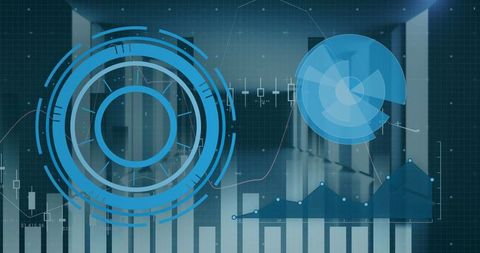 Digital Interface Displaying Data Processing Visuals with Futuristic Elements