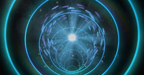 Futuristic Neon Digital Tunnel with Central Light