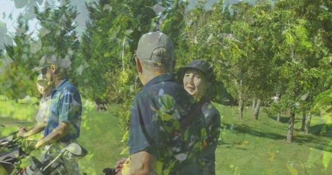 Senior Couple Engaged in Golf on Lush Outdoor Course