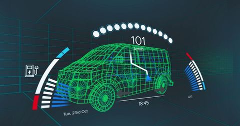 Futuristic Electric Vehicle Dashboard Displaying Speed and Battery Status - Download Free Stock Images Pikwizard.com