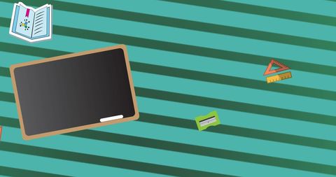 Digital design with school supplies icons on green background