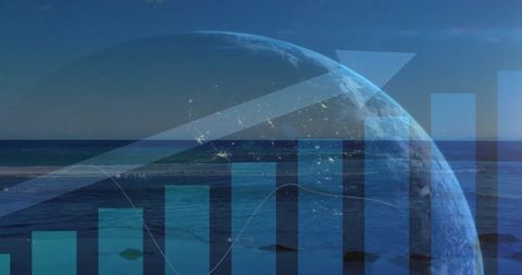 Digital growth concept with globe and data visualizations