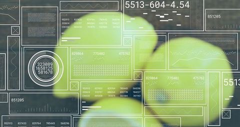 Futuristic botanical hud overlay showing blurred lime leaves with analytic dashboards