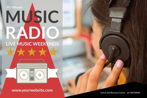 live music radio promotion with headphones - Download Free Stock Templates Pikwizard.com