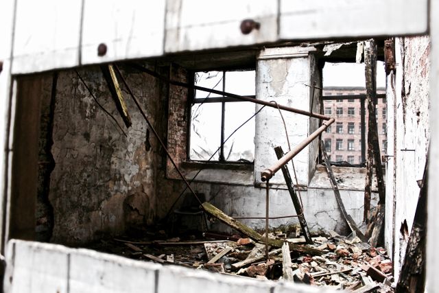 Abandoned Building Interior with Broken Windows and Debris - Download Free Stock Images Pikwizard.com