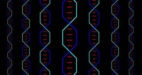 Colorful Rotating DNA Helix on Black Background