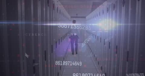 Conceptual Image of Cybersecurity in Server Room