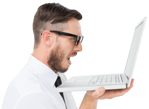 Frustrated Businessman Yelling at Transparent Laptop - Download Free Stock Videos Pikwizard.com