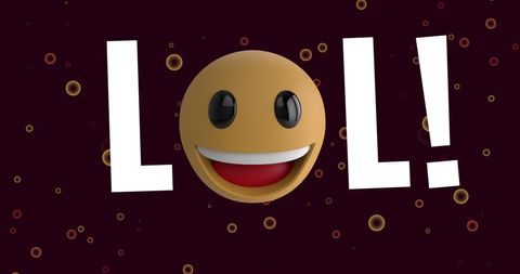 3D Laughing Emoji with 'LOL' on Bubble Background