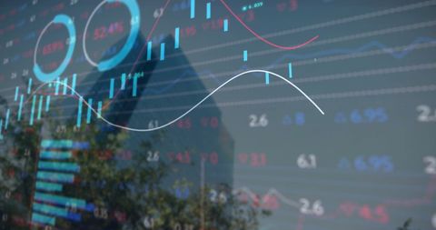 Stock Market and Financial Graphs Overlay on Urban Background - Download Free Stock Images Pikwizard.com