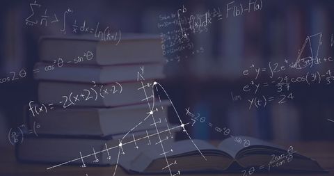 Books with Dynamic Math Equations and Graphs Overlay - Download Free Stock Images Pikwizard.com