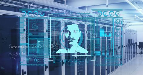 Digital interface overlay with data processing in server room
