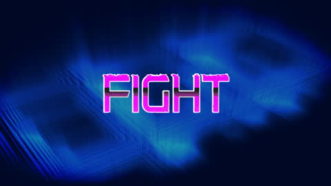 Retro Neon Fight Text on Blue Digital Background