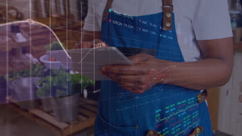 Entrepreneur Analyzing Market Trends on Digital Tablet