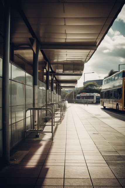 Buses driving by bus station, created using generative ai technology - Download Free Stock Photos Pikwizard.com