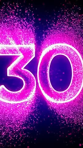 Neon Particle Countdown 30 Forming in Magenta Vertical Glowing Reveal
