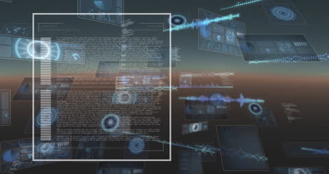 Futuristic Technological Data Interface Overlay Landscape