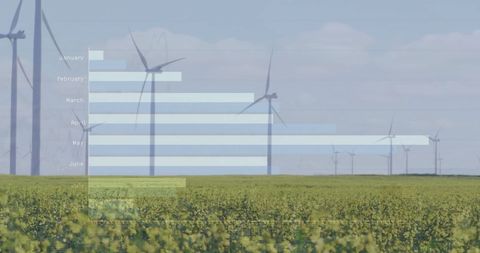Digital Data Overlay on Wind Turbine Field Visually Explaining Energy Trends - Download Free Stock Images Pikwizard.com
